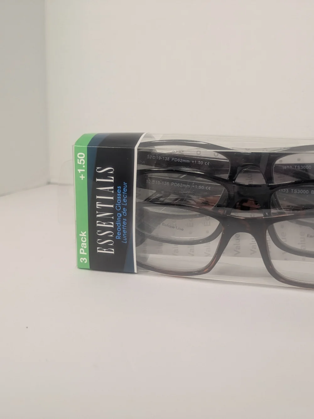 Essentials Reading Glasses 3-Pack +1.50 Black/Brown